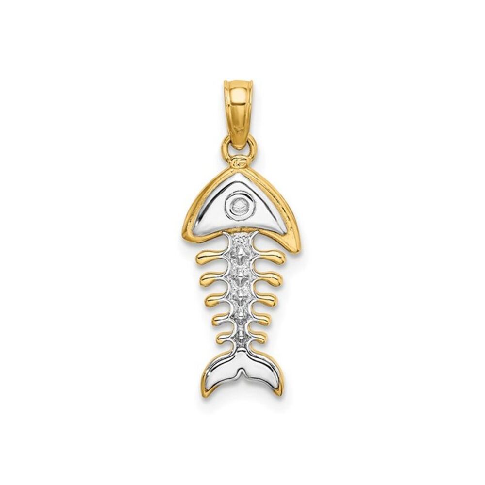 14K Yellow Gold Bone Fish Charm Pendant (No Chain)